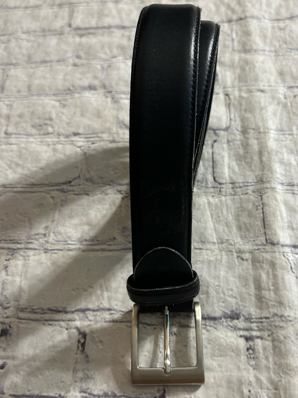 CANALI ITALY MADE MENS BLACK LEATHER WITH SOLID BRASS BUCKLE SIZE 42